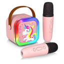 Mini Karaoke Machine with 2 Wireless Microphones, Karaoke Machine for Kids Adults, Singing Toys for Ages 3, 4, 5, 6, 7, 8 +, Best Gift for Birthday, Party, Christmas | Karaoke Machine for Girls