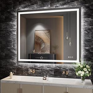 Amazon.com: Amorho LED Bathroom Mirror 44" X36" with Front and Backlight, Stepless Dimmable Wall Mirrors with Anti-Fog, Shatter-Proof, Memory, 3 Colors, Double LED Vanity Mirror(Horizontal/Vertical) : Home & Kitchen