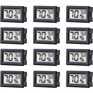 12 Pack Pgzsy Mini Small Digital Electronic Temperature Humidity Meters Gauge Indoor Thermometer Hygrometer LCD Display Fahrenheit () for Humidors, Greenhouse, Garden
