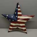 E-view Metal American Flag Barn Star Decor Patriotic Mounted 3D Wall Art July of 4th Decoration 12"-A
