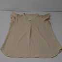 Gaharu Women's Notch V Neck Short Sleeve Chiffon Shirts Casual Lace Blouse Top Beige L