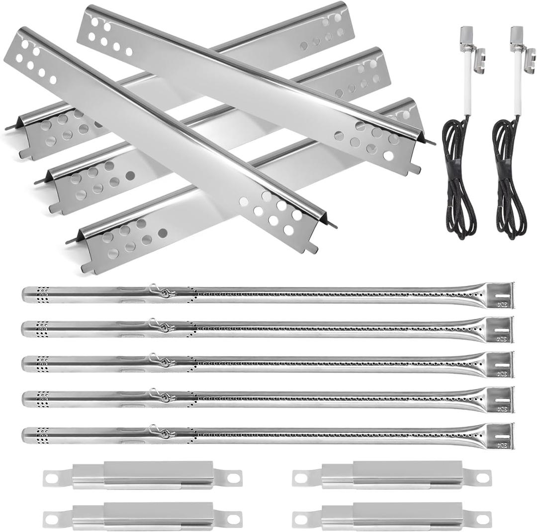 Grill Parts for Charbroil Performance 5 Burner 463347519 463275517 463347518 463243519 463373019 463243518 463373319 G470-5200-W1 Burner, G470-0004-W1 Heat Plates for Char-Broil Grill Replacement Parts