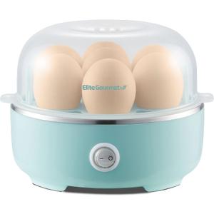 Elite Gourmet EGC115M Easy Egg Cooker Electric 7-Egg Capacity, Soft, Medium, Hard-Boiled Egg Cooker with Auto Shut-Off, Measuring Cup Included, BPA Free, Retro Mint