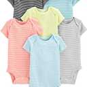 Simple Joys by Carter's Baby 6-Pack Short-Sleeve Bodysuit, Mini Stripe, 0-3 Months