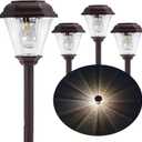 Solar Pathway Lights Outdoor 4 Pack, Waterproof IP65 Solar Garden Lights with 1000mAh Battery, Auto On/Off Warm White Landscape Lighting for Yard, Walkway, Driveway