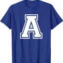 Letter A Name Initial Varsity Alphabet Monogram T-Shirt (Small, Black)