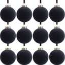 12 Pcs Velvet Christmas Balls Bulk Shatterproof Plastic Christmas Tree Decorations for Decorative Hanging Baubles (12, Black, 2.36Inch)