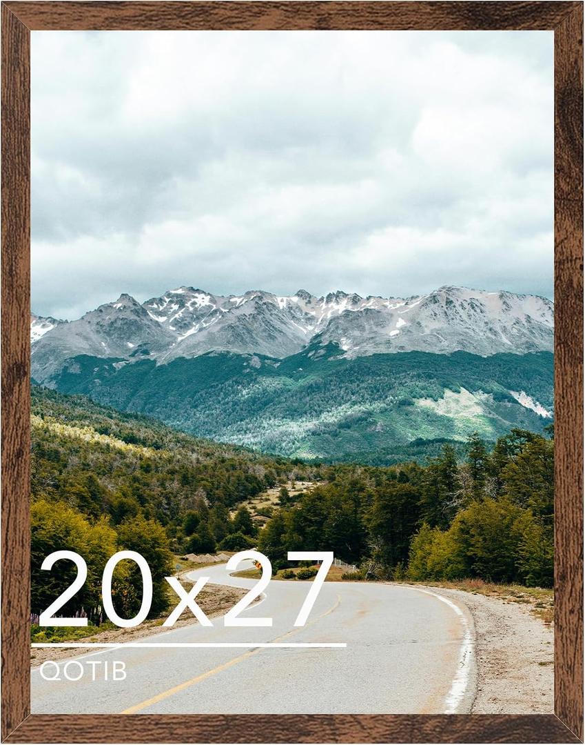 20x27 Picture Frame Deep Brown for Wall Hanging, Wood 20 x 27 Frame Poster Photo Frame for Wall Horizontally or Vertically, Deep Brown, 1 Pack