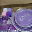 240Pcs Birthday Decorations for Women Girls, Purple Silver Black Party Decorations, Happy Birthday Supplies - Butterfly, Hanging Swirl, Sash, Tiara, Banner, Balloon, Tableware For 16 Guests