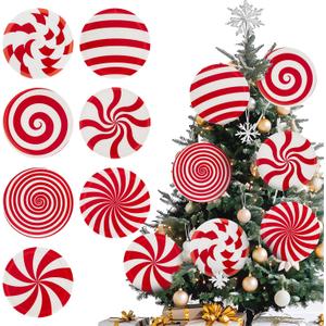 14 PCS Candy Cane Christmas Tree Decorations, 8 in Large Peppermint Lollipop Christmas Picks for Tree, Double Sided Red White Candy Ornaments for Tree Topper Home Vase Xmas Decor