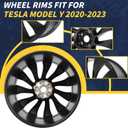 21" 21x10.5 Inch New Rear Wheel Rim Compatible with Tesla Model Y 2020 2021 2022 2023 2024, Black Alloy Rim OEM Direct Replacement Rims, 118822700B
