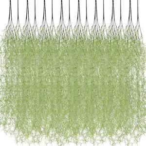 Cindeer 24 Pack Fake Spanish Moss Artificial Hanging Decoration Bulk Faux Greenery Moss Garland for Potted Wall Living Room Indoor Outdoor Decor(33 Inch,Green)