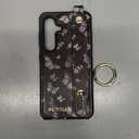 Petitian for Samsung Galaxy S25/S24 Case with Wallet - Women Girls Cute Girly Aesthetic Unique Design Leather Credit Card Holder Cardholder Stand Wristband for S25/S24, Black Butterfly
