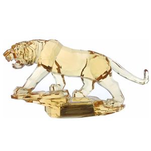Acrylic Tiger Figurine Glass Collection Ornament Statue Animal Collectible Table Decor Home Decor (Amber)