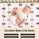 Pink Halloween Cat Witch Baby Crib Sheets for Girls Cute Black Halloween Cat Bows Baby Sheet Spooky Western Cowgirl Fitted Crib Mattress Cover Standard Toddler Mattress 52''x28'' (One size)