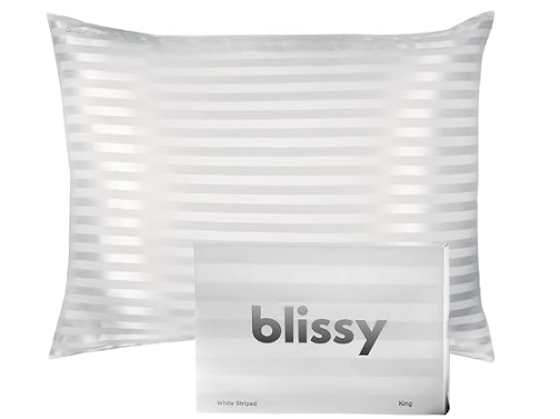 Blissy Silk Pillowcase - 100% Pure Mulberry Silk - 22 Momme 6A High-Grade Fibers - Silk Pillow Cover for Hair & Skin - Regular, Queen & King with Hidden Zipper (Standard, Champagne)