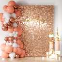 COKAOBE Rose Gold Shimmer Wall Backdrop, 24PCS Square Sequin Shimmer Backdrop Panels, Photo Backdrops for Birthday, Anniversary Wedding Engagement Decoration