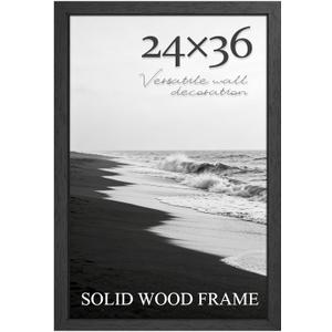 PEALSN Solid Wood 24x36 Poster Frame, Black Poster Frames 24 x 36 inches for Wall Mounting Display, 1 Pack