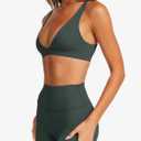 LASLULU Womens Deep V-Neck Sports Bra Padded Wireless U Back Workout Bra Low Impact Gym Workout Yoga Crop Tops, Small