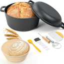 6.5QT Pre-Seasoned Cast Iron Dutch Oven for Bread Baking with Sourdough Bread Baking Supplies, Cast Iron Skillets with Dual Handles Indoor Outdoor for Frying, Baking, Camping, BBQ