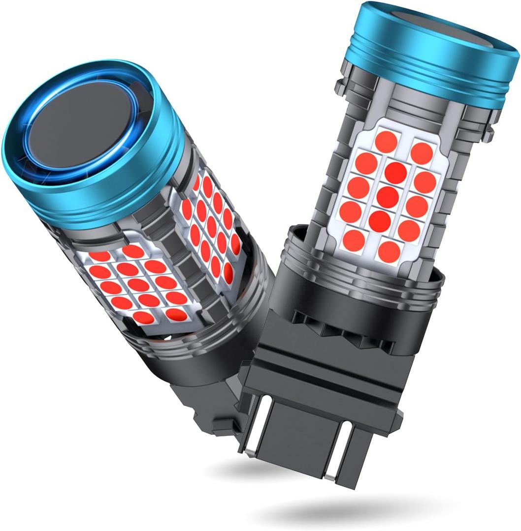 CANBUS 3157 LED Bulb Red with Built-in Resistor for Tail Light Anti-Hyper Flash,3057 3457R Brake Bulbs Error Free,3056 4057A 4156 4157A LED Bulb Replacement for Rear Turn Signal Lights(2pcs)