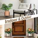 Plant Stand Indoor Adjustable, Metal Modern Indoor Plant Stand, Heavy Duty Plant Stands Outdoor Corner, Stable Plant Holder, Fits 8 to 12 Inches Pots, Black, 1 Pack, Walnut Wood-Grain