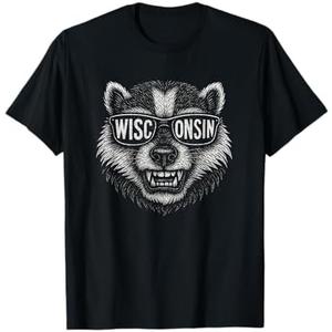 Wisconsin Retro Art Celebrate The Badger State of Wisconsin T-Shirt L