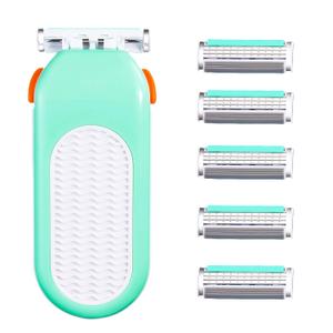 Domon dolly Razors for Women 6 Refills 3 Blades Shaver for Face Legs Bikini area, Comfort Glid, Green