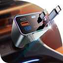 Retractable Car Charger [168W Max 2.9FT USB C Car Charger Adapter] Fast Charging Compatible with iPhone 16 15 14 13 12, Samsung, Gray (Cord for apple+Type C)