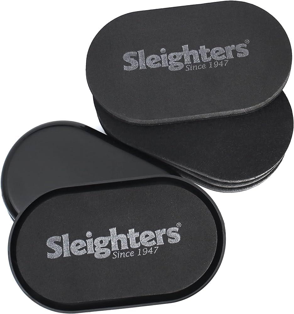 SLEIGHTERS Furniture Sliders - 3.5" x 6" - Reusable Protector Pads for Carpet, Hardwood & Tile Floors - Ruby Sliders for Chair Legs & Heavy Furniture Moving - (4 x Felt Pads / 4 x Plastic Movers)