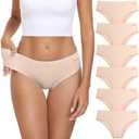 coskefy Women's Underwear Cotton Hipster Panties Low Rise Briefs Soft Strench Breathable Ladies Bikini Underwear 6 Pack Large