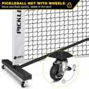 Portable Pickleball Net Set with Wheels, Regulation Size 22 FT & Half Court 11 FT, Steady Metal Frame Pickle Ball Net Set System with Carry Bag for Backyards, Driveways, and Garages