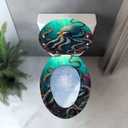 Elongated Toilet Seat Teal Blue Ocean Octopus Coral Reefs Art Resin Toilet Seat Easy to Install Quietly Close Quick Release Hinges Decorative Toilet Seat with Cover