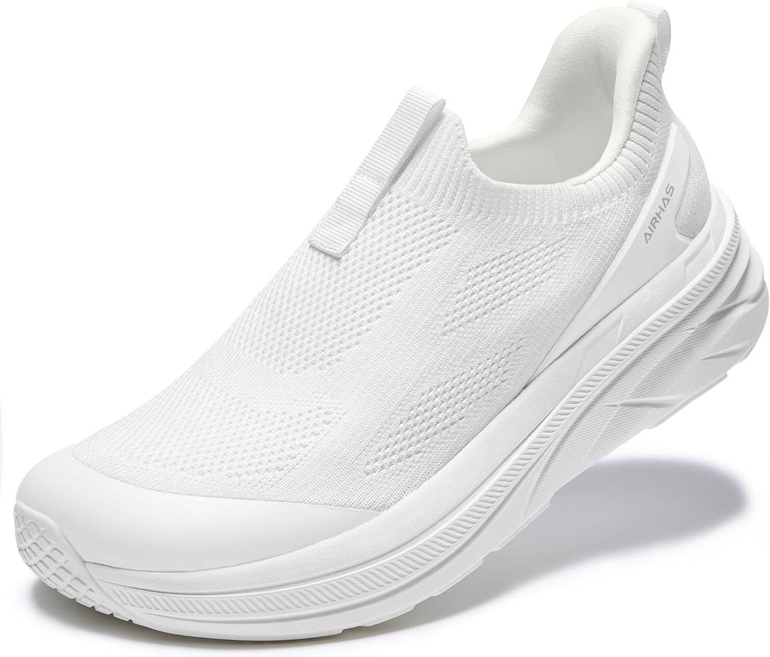 Womens Slip On Walking Shoes Breathable Sneakers for Women Lightweight Casual Shoes (8.5, White)