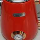 Hazel Quinn Retro Electric Kettle - 1.7 Liters / 57.5 Ounces Tea Kettle with Thermometer, All Stainless Steel, Fast Boiling 1200 W, BPA-free, Cordless, Rotational Base, Automatic Shut Off - Ruby Red