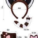 Cat Halloween Costume Accessory 5 Pcs Set with Ears Headband Paws Gloves Bow Tie Tail for Adults Animal Costume Bear,Mouse