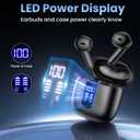 Wireless Earbuds, Bluetooth Headphones with Deep Bass Stereo, 48H Playback Ear Buds with LED Power Display, Lightweight, IPX7, in-Ear Earphones with Mic for iPhone/Android/iPad, Black