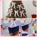 Suncalla 6 Pcs Pink Graduation Cap Bow Pearl Bow Decor Class of 2026 Decorations 5.1 x 7.5 Inch 2026 Graduation Ceremony Accessories for Party Decoration(Pink)