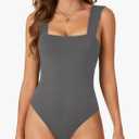 KIFOVEN Women's Sexy Sleeveless Square Neck Backless Tank Top Bodysuit Leotard XS