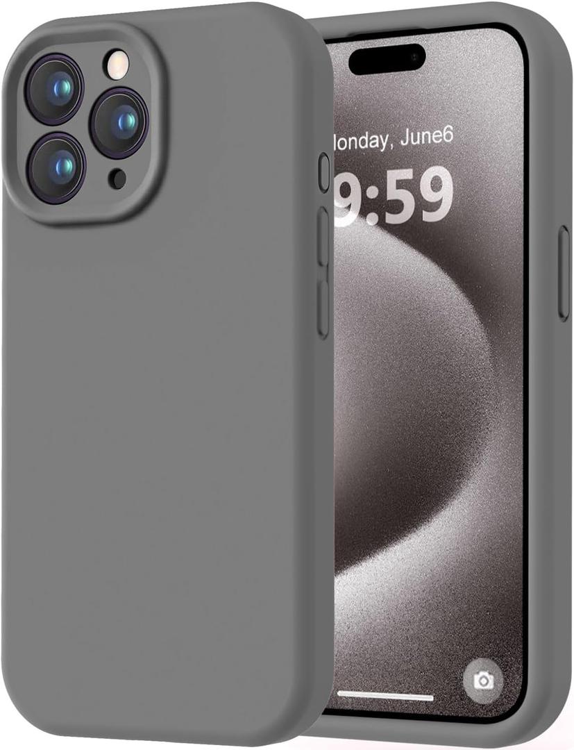 LOVE 3000 Designed for iPhone 15 Pro Case, Premium Silicone with [Soft Anti-Scratch Microfiber Lining] Shockproof Protective Phone Case for Men Women Girls 6.1", Dark Grey