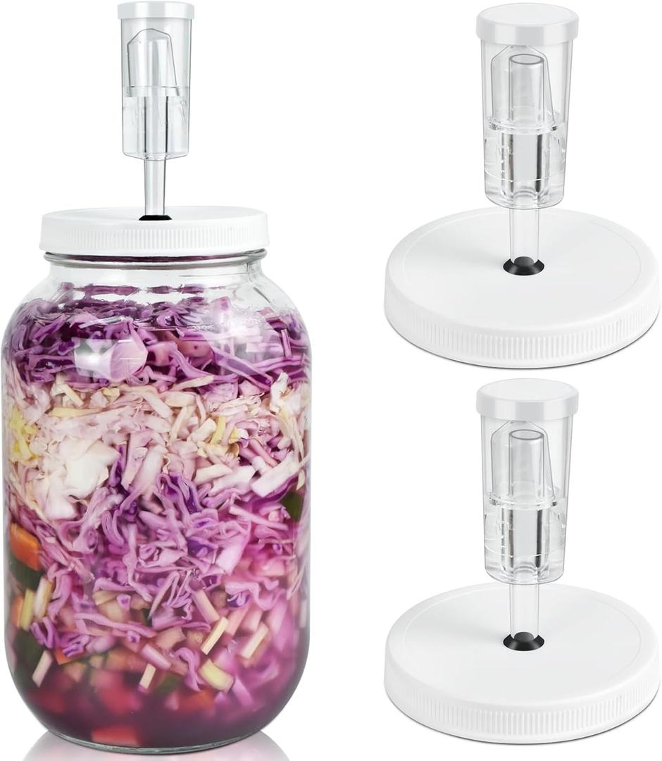 Artcome 10 PC Airtight 1 Gallon Fermentation Lid with Airlock - Transform Gallon Jar Into a Fermenter - Perfect for Pickles, Hard Kombucha, Beer, Cider - Gallon Lid with Econolock Airlock