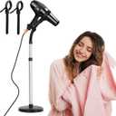 Erytlly Hair Dryer Stand Hands-Free Adjustable 360-Degree Rotating Blow Dryer Stand Hands-Free Metal Hair Dryer Holder Stand for Bathroom, Vanity, Makeup Room