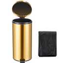 Reallnaive 30L/8GAL Gold Step Trash Can with 100 Garbage Bags Metallic Gold Brass Lidded Step Kitchen Garbage Bin with Lid Commercial Compact Waste Basket for Shopping Centers, Elevator Doors, Hotels