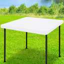 Moosfor Spandex Square Table Cloth, Elastic Fitted Tablecloths for Picnic, Stretch Washable Patio Table Cover for Outdoor, Camping, Banquet and Parties (White, 34"x34")