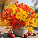 Artificial Flowers Outdoor Fall Decor - 12 Pcs UV Resistant Fade Proof Fake Plants for Garden Porch, Thanksgiving Autumn Decorations, Waterproof for All Weather