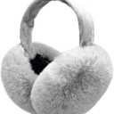 Women Winter Earmuffs Adjustable Faux Fleece Ear muffs Foldable Furry Cute Girl Ear Warmer for Cold Outdoor (Grey)