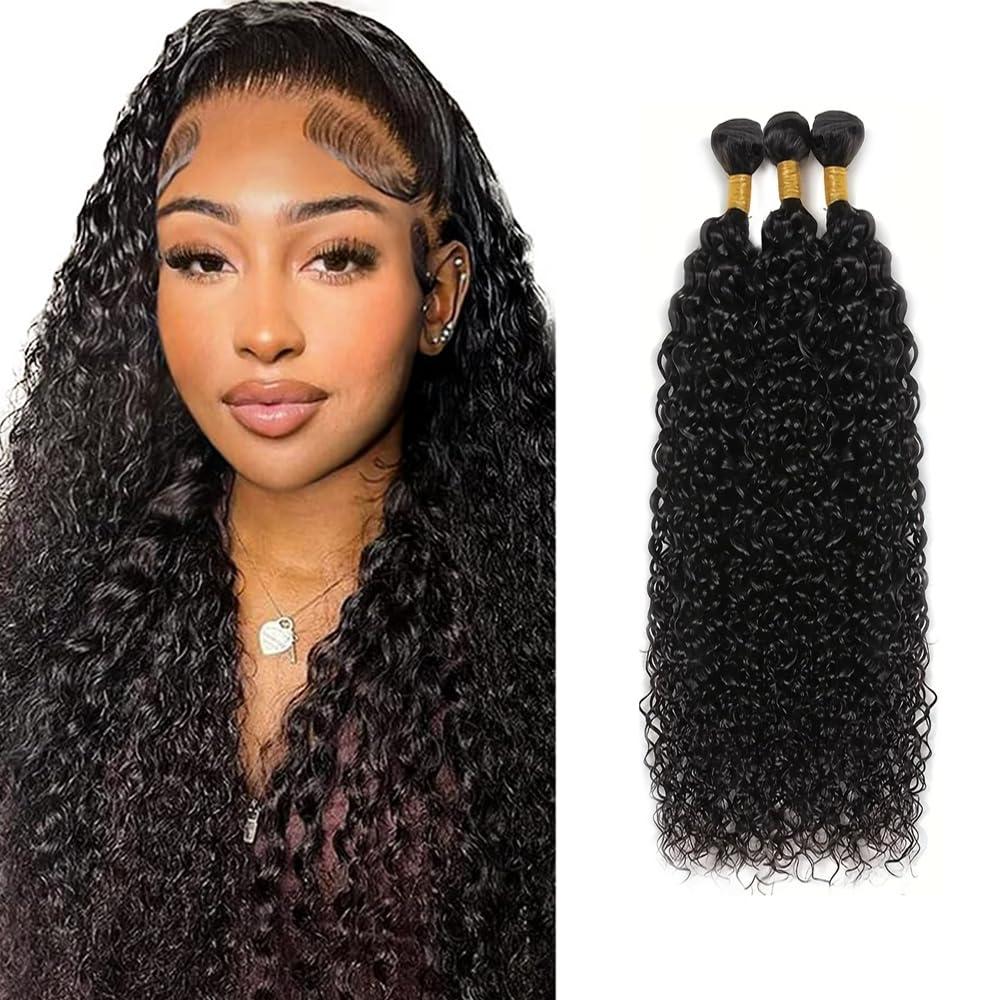 #1B Kinky Curly Bundles Wet and Wavy Bundles Human Hair 20 22 24 inch Curly Wave Human Hair Weave Bundle 150g