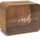 Heather & Willow Wooden Wedding Card Box with Slot | Acrylic Wedding Decorations for Reception, for Honeymoon Fund & Money | Baby Shower, Bridal Shower, Graduation Card Box with Lid