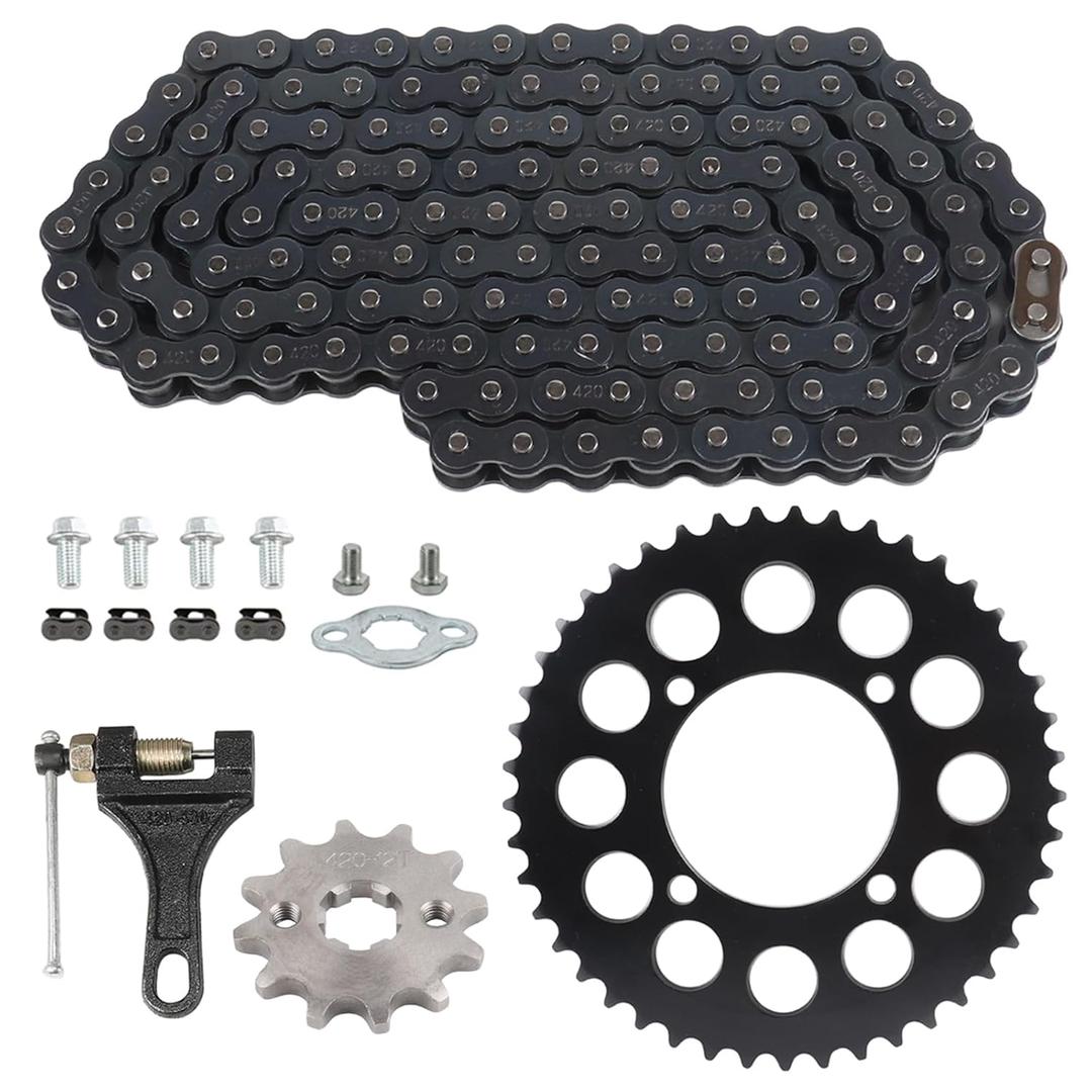 420 132 Links Chain,Rear Drive Sprocket 45T 76mm Front 12T 17mm for Chinese 50 70 90 110 125 140cc 150 160 170 Cc SSR Pit Dirt Motor Bike Motorcycle