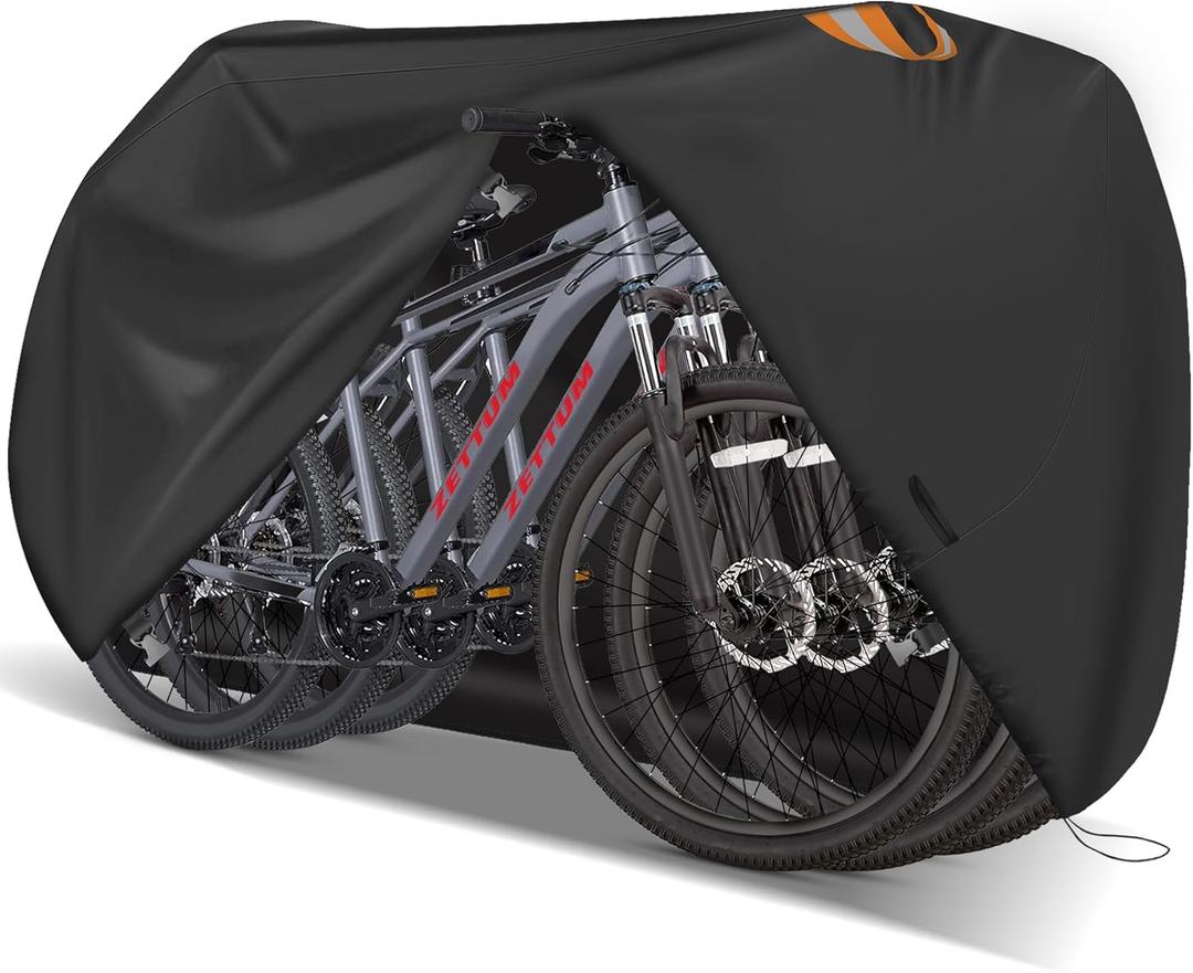 Zettum Bike Cover for 3 Bikes - Outdoor Bike Covers for Stationary 3 Bikes Heavy Duty & Waterproof, 600D Bicycle Covers for 3 eBike, Mountain Bike, Road Bike, Hybrid Bike, Beach Cruiser Bike Storage